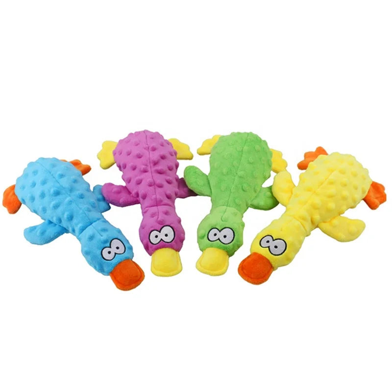 Durable Eco-Friendly Funny Squeaky Duck Dog Chew Toy with Crinkle Paper Inside Plush Bird