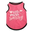 European American Style Summer XS Polyester Dog Vest High Elastic 'Free Kisses' and 'Love Mom Dad' Printed Stripe Pet Clothes