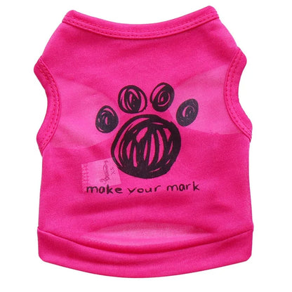 Cute Cartoon Graffiti Paws Printed Eco-Friendly Leisure Summer Vest for Dogs Breathable Polyester Fabric Hand Wash Spring