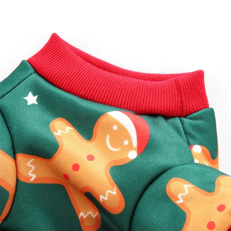 Nordic Popular Cat Dog Pajama Gingerbread Man Print Polyester Winter Summer Coats Jackets High Quality 4 Legs Pants Cute Animal