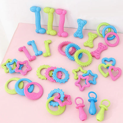 Hot Sale Eco-Friendly TPR Dog Chew Toys Set-Durable Teeth Cleaning Cartoon Molar Teething Rings Bone Star Shapes Puppies Daily