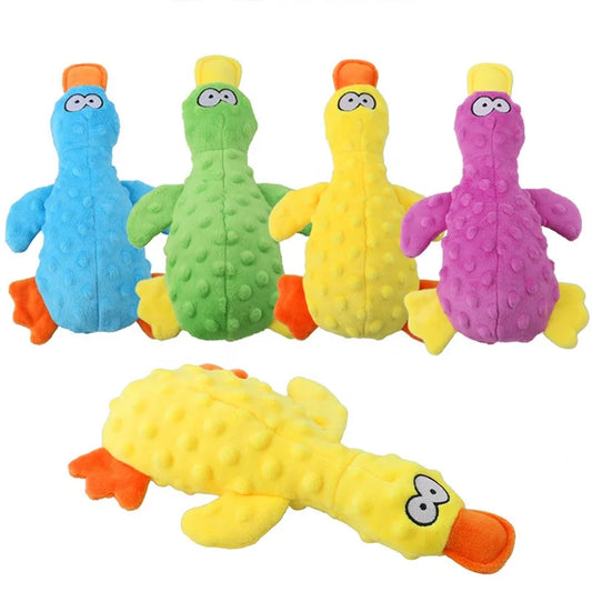 Durable Eco-Friendly Funny Squeaky Duck Dog Chew Toy with Crinkle Paper Inside Plush Bird