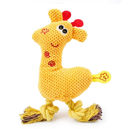 Corn Fleece Giraffe Dog Soft Plush Toy Cotton Rope Legs Squeaky Chew Toy Interactive Teething Toys for Small & Medium Dogs Bag