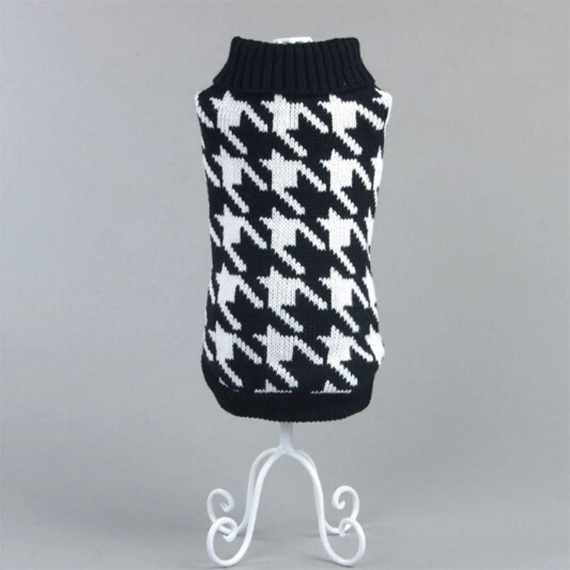 Fashionable Classic Elastic Durable Free Knitting Dog Sweater Houndstooth Acrylic XXL Winter Autumn XS XL Sizes Hand Pet Clothes