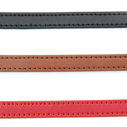 Adjustable Genuine Leather Cat and Dog Collars with Small Bell High Quality in Solid Color 6 Sizes Available