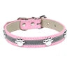 Modern Solid Reflective PU Dog Collar Paw Print Decor Durable Adjustable Pet Dogs Night Safety Design Reflective Strip