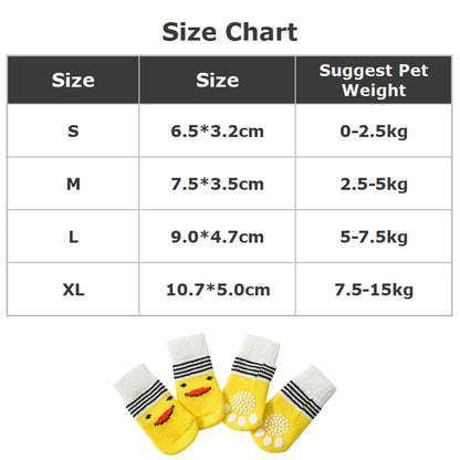 Cute Cartoon Duck Paw Anti-Slip Rubber Dog Socks Fashion Style Waterproof Pet Sock Shoes with Grip Knitted Animal Pattern