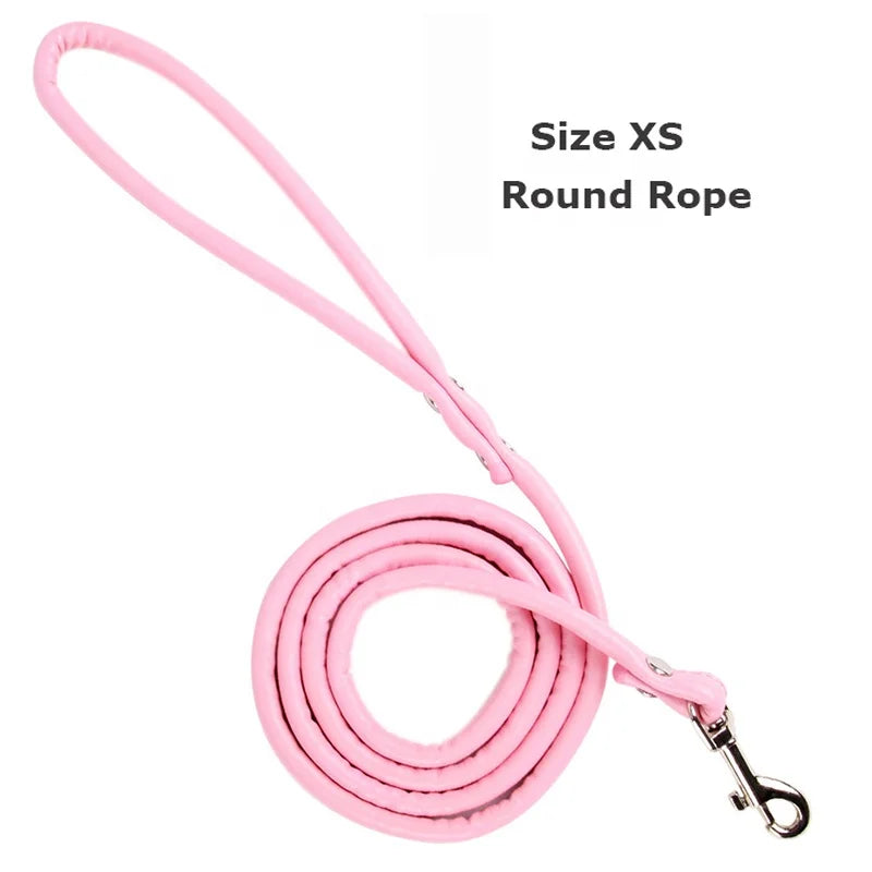 Durable Luxury Dog Walking Lead Simple Solid Candy Colors 16 PU Slip Pet Leash Flat Strap Metal Snap Hook