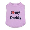 Wholesale Cute I Love Daddy Mommy Printed Cotton Dog T Shirts Tank Tops in XS S XL Sizes for Spring Summer Autumn Seasons
