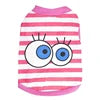 Wholesale XS Size Cotton Dog Clothes with Big Eyes Stripes XS Wag a Tude T-Shirt Summer/Spring Cartoon Style Shirt for Dogs