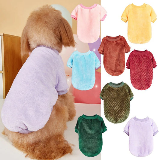 Coral Fleece Dog Cat Sweater-Soft Plush Winter Coat Simple Modern Nordic Design Multiple Colors Spring/Fall/Winter Use