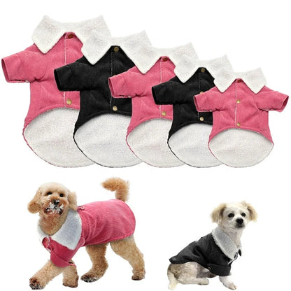 Hot Sale Luxury Wool Material Winter Pet Coat Dogs S-XXL Traditional Style Corduroy Cotton Popular Clothes With Leash Ring