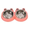Cute Cartoon Frog Design Large Metal Bowl Candy Color Double Bowls with Stainless Steel for Small Dogs & Cats Solid Pattern