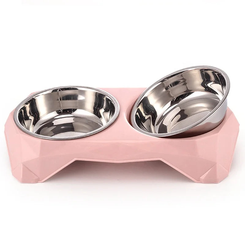 High Feet Anti-Skid Reptile Feeder Stainless Steel Bowls PP Stand Modern Waterproof Solid Rounded Cervical Vertebrae Neck