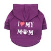 Pet Hoodie for Dogs-'I Love My Mom' Printed Fleece Sweatshirt XS Size Winter Warmth Small Breeds Teddy Poodle 11 Colors