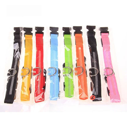LED Luminous Eco-Friendly Modern Dog Collar Nylon Glowing USB Rechargeable Flashing Light-Up Safety Collar for Night Walking