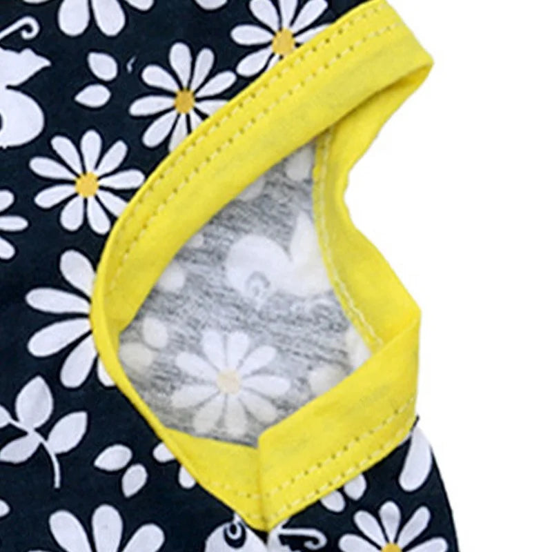 Floral Pattern Cotton Pet Tank Top for Summer Fashionable Sweet Daisy Flowers Birds Print Cute Style for Dogs for Spring Season
