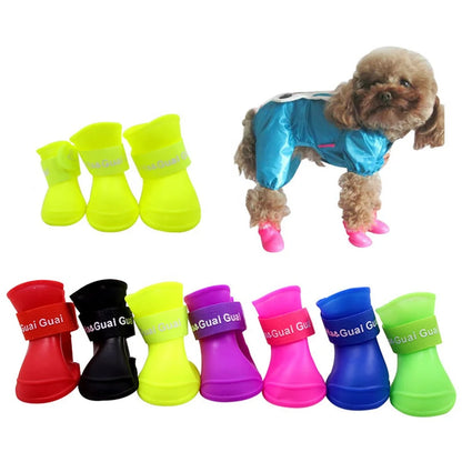 Pet Rain Boots for Dogs Eco-Friendly Cute Waterproof PVC Rubber Elastic Strap Non-Slip Sole Solid for Outdoor Walks 8 Colors All