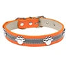 Modern Solid Reflective PU Dog Collar Paw Print Decor Durable Adjustable Pet Dogs Night Safety Design Reflective Strip