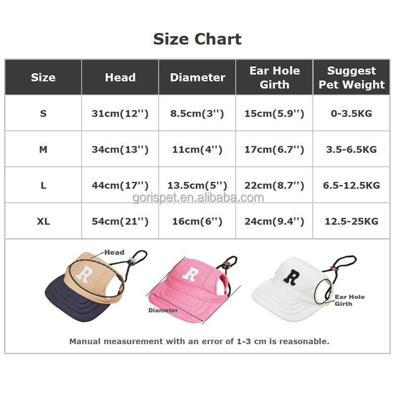 Canvas Pet Baseball Cap Ear Holes Adjustable Sun Visor Hat for Dogs Cats Solid Ins Breathable Summer Outdoor Accessory Multiple
