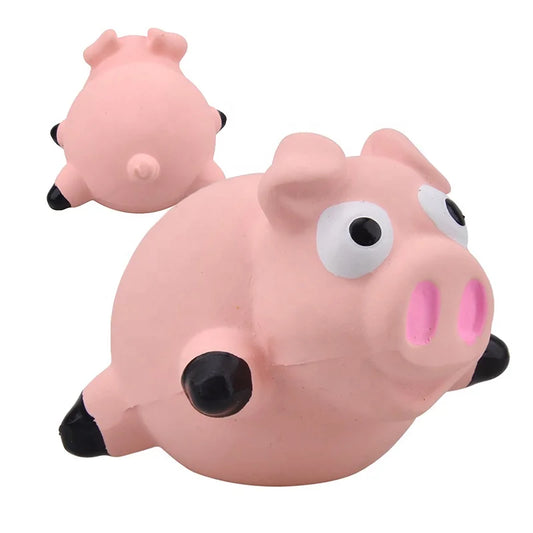 Eco-Friendly Cartoon Cute Pig Shaped Latex Waterproof Dog Chew Toy with Squeaker