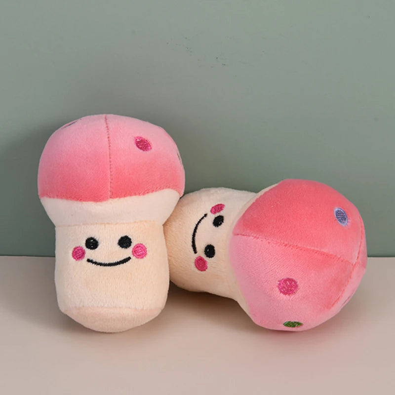 Cute Durable Plush Dog Toy Small Pets' Chew Toy in the Form of a Mushroom