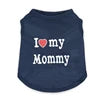 Wholesale Cute I Love Daddy Mommy Printed Cotton Dog T Shirts Tank Tops in XS S XL Sizes for Spring Summer Autumn Seasons