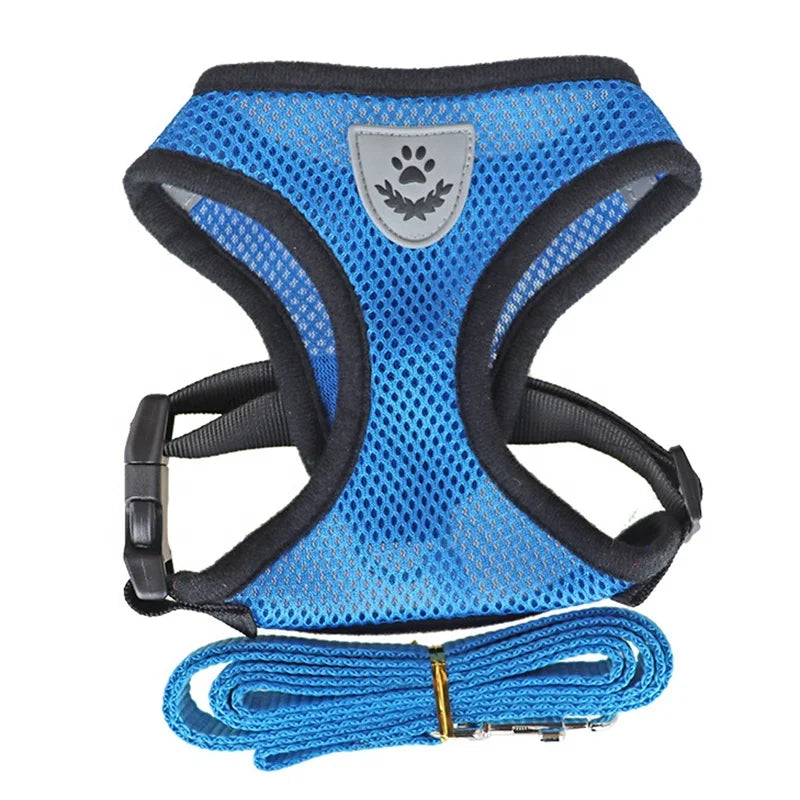 Factory Cheap Breathable Mesh Cloth Dog Lift Leash Harness Set Solid Pure Color Reflective Feature Fur Pet Vest Harnesses