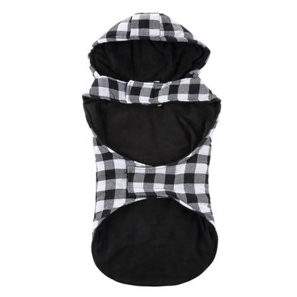 Classic Grid Luxury Cotton Padded Polyester Winter Coat for Big Dogs XL/XXL Autumn Season Pet Apparel with Harness Hole Leash