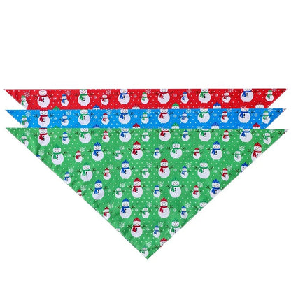 Adjustable Triangle GorisPet Eco-Friendly Durable Pet Bandana Cute Summer Winter Holiday Snowman Print Linen Cotton Polyester