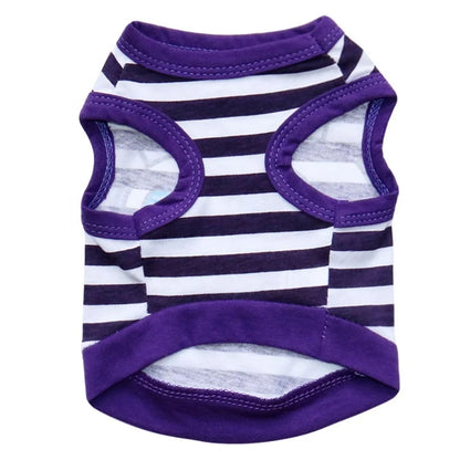 Wholesale XS Size Cotton Dog Clothes with Big Eyes Stripes XS Wag a Tude T-Shirt Summer/Spring Cartoon Style Shirt for Dogs