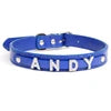 Wholesale Custom Waterproof Dog Collar Solid Color PU Leather Rhinestone Name Letters DIY Personalized Pet Collar Small
