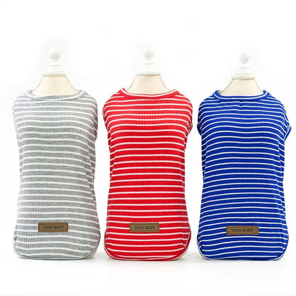 Comfortable Striped Dog Cat T-Shirt Polyester Cotton Blend Breathable Classic Design Spring/Summer/Fall 5 Colors Available Hand