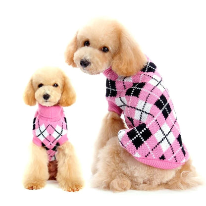 Hand Crochet Acrylic Geometric Pattern Winter Dog & Cat Sweater Durable Elastic Farmhouse Modern Design XS-XXXL Sizes