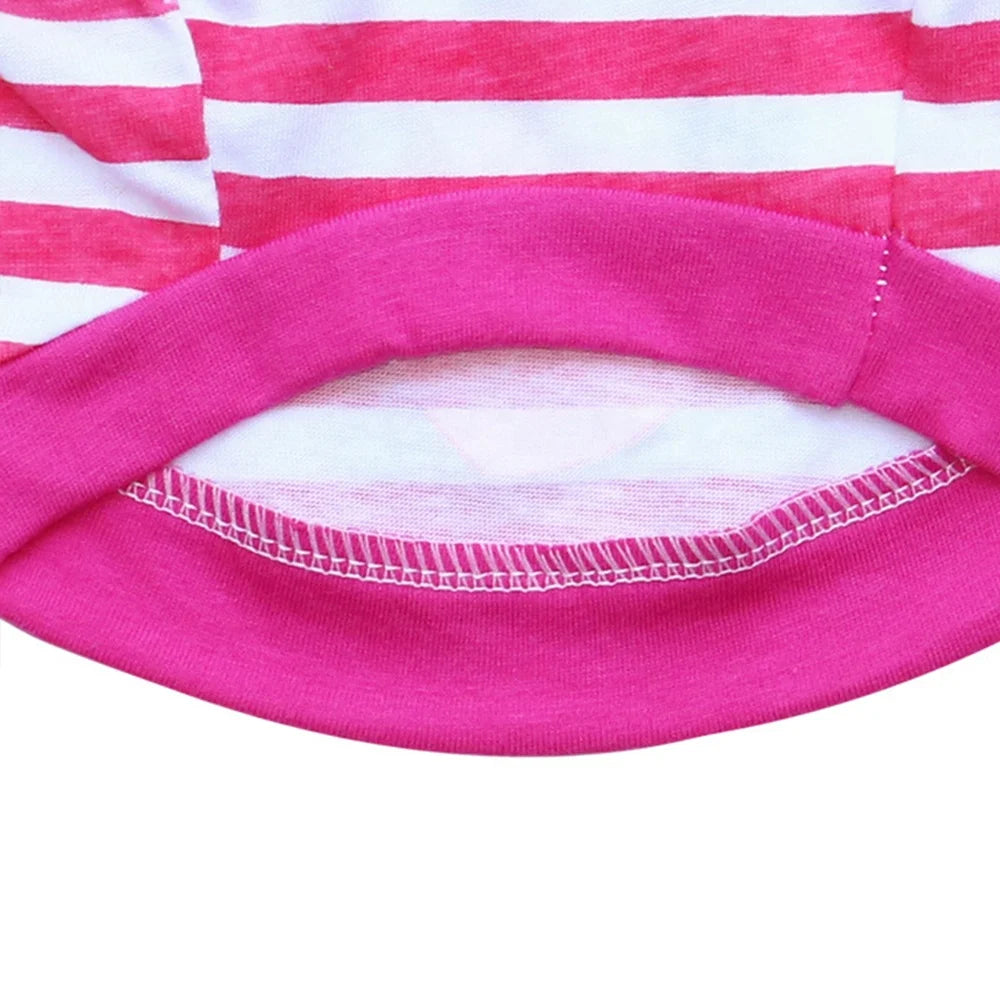 Cute Striped Love Heart Print Eco-Friendly Simple Soft Cotton Dog Vest for Small Dogs & Cats Summer Casual Pet Apparel