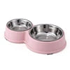 Anti-Skid Double Bowls Pet Smart Feeder Small Large Rounded Stainless Steel Waterproof Solid Pattern Reptiles Food Bowl