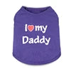 Wholesale Cute I Love Daddy Mommy Printed Cotton Dog T Shirts Tank Tops in XS S XL Sizes for Spring Summer Autumn Seasons