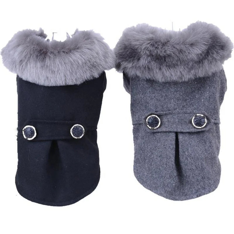 Hot Selling XL Black and Gray Super Soft Fur Collar Accessories for Coats Dogs Nice Winter Woolen Pet Coat Warm and Comfortable