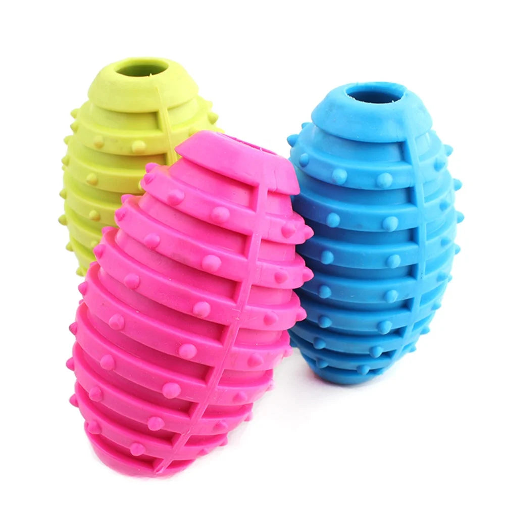 Eco-Friendly Interactive Dog Chew Toys Durable Small Animal Rugby Football Safe Non-Toxic TPR Pet Toys Packed in Bag