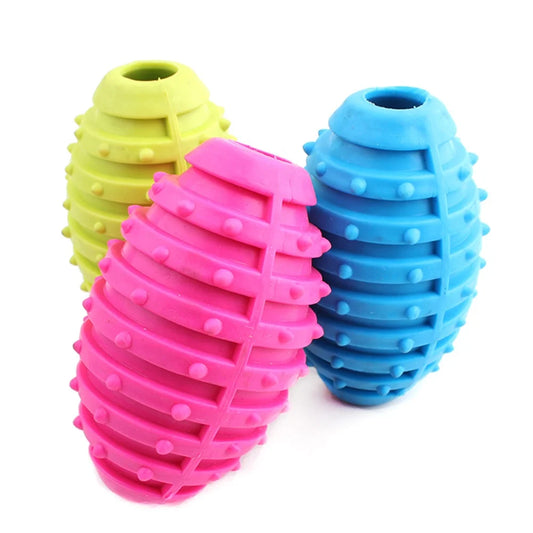 Eco-Friendly Interactive Dog Chew Toys Durable Small Animal Rugby Football Safe Non-Toxic TPR Pet Toys Packed in Bag