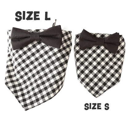Classic Plaid Pattern Cotton Cute Bow Tie Decoration Multiple Sizes Pet Dog Bandana for All Seasons