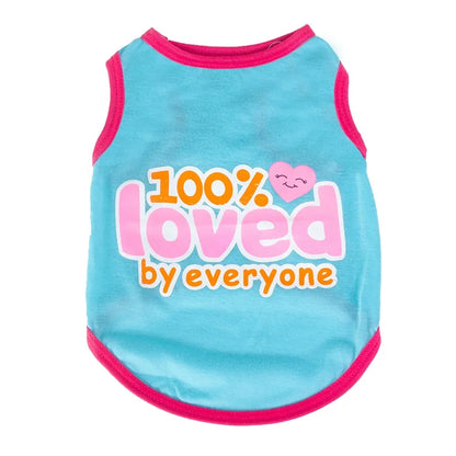 Funny Printing "100% Loved by Everyone" Dog Vest T-Shirts Ice Cream Color for Summer Winter Spring Camps Pet Cute Tank