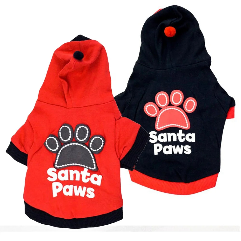 Christmas Santa Paws Printed Dog Clothing Custom Size Cotton Sweater Hoodie Modern Classic Western Cute Pet Shirt Summer Spring