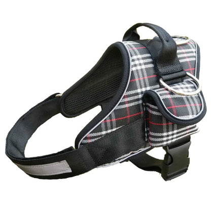 Classic Pattern Tactical Chest Harness for Big Dogs with Reflective Stripe Pattern D Ring Pocket Included Made of Durable Nylon