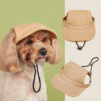 Canvas Pet Baseball Cap Ear Holes Adjustable Sun Visor Hat for Dogs Cats Solid Ins Breathable Summer Outdoor Accessory Multiple