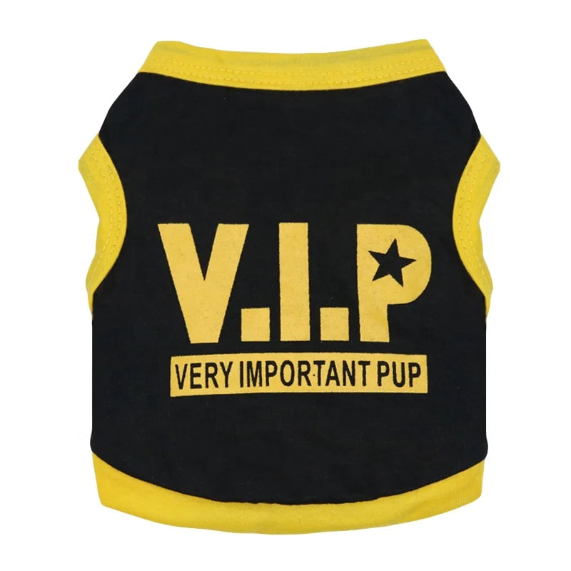 Cool VIP Custom Cotton Dog Clothes for Small Dogs Funny Printed Summer Pet Accessory Sustainable Apparel for Spring