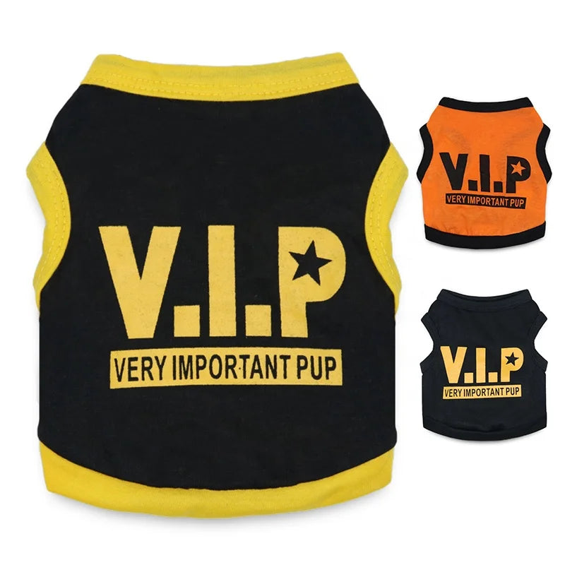 Cool VIP Custom Cotton Dog Clothes for Small Dogs Funny Printed Summer Pet Accessory Sustainable Apparel for Spring