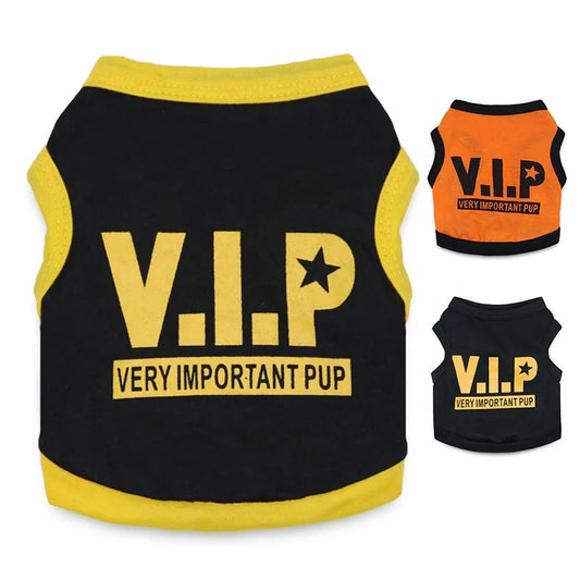 Cool VIP Custom Cotton Dog Clothes for Small Dogs Funny Printed Summer Pet Accessory Sustainable Apparel for Spring