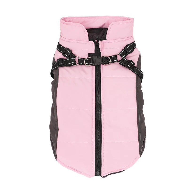 Wholesale Dog Winter Leisure Jacket Warm Quilted Fleece Polyester Coat Reflective Strips D-Ring Leash Waterproof for Outdoor Use
