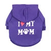 Pet Hoodie for Dogs-'I Love My Mom' Printed Fleece Sweatshirt XS Size Winter Warmth Small Breeds Teddy Poodle 11 Colors